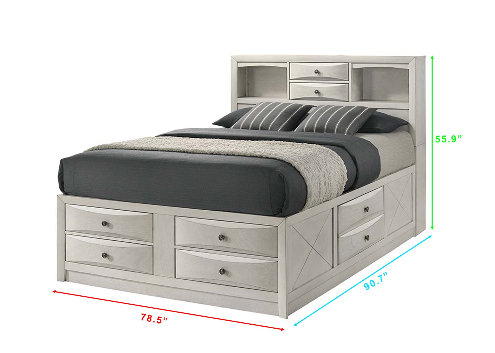 Emily dresser 8 drawers in white finish