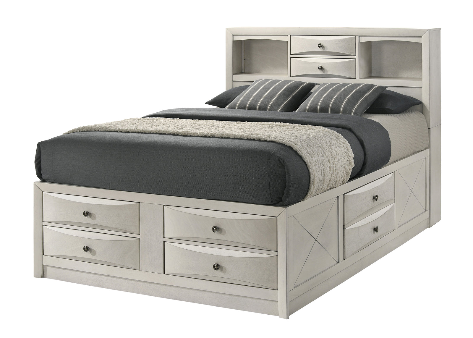 Emily White Storage Platform King Bed