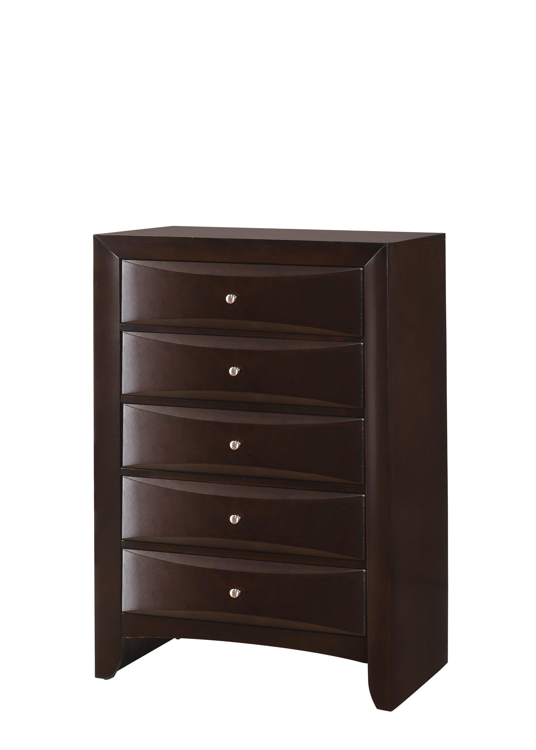 Emily Dark Cherry Modern Transitional Wood Queen Storage Bookcase Platform Bed - Ella Furniture