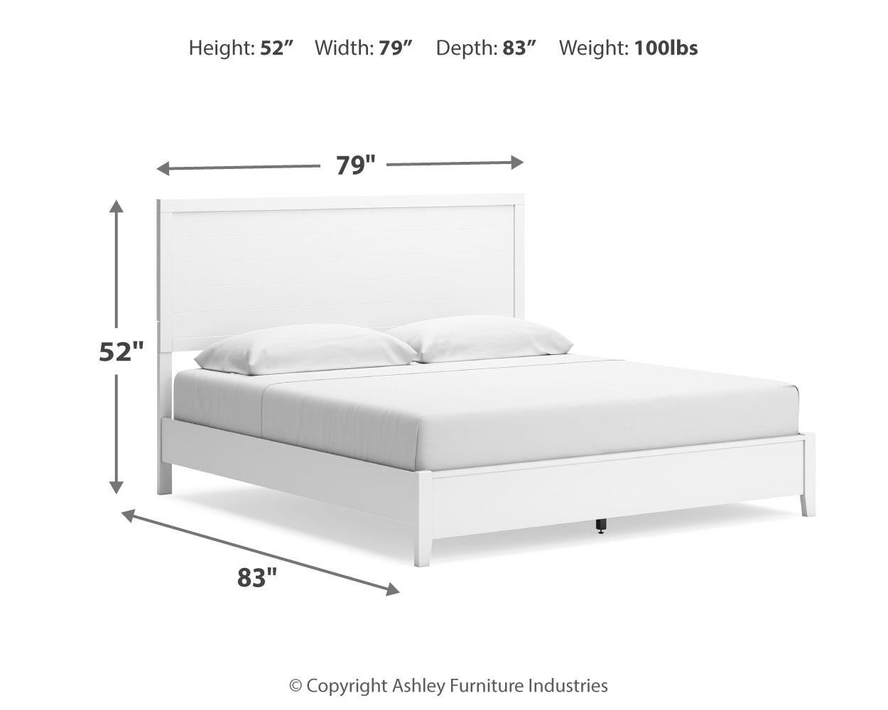 Binterglen White Panel Bedroom Set dimension view