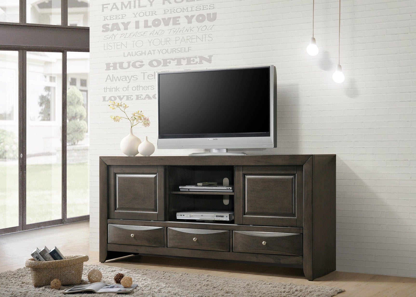 Emily Dresser gray with mirror side view