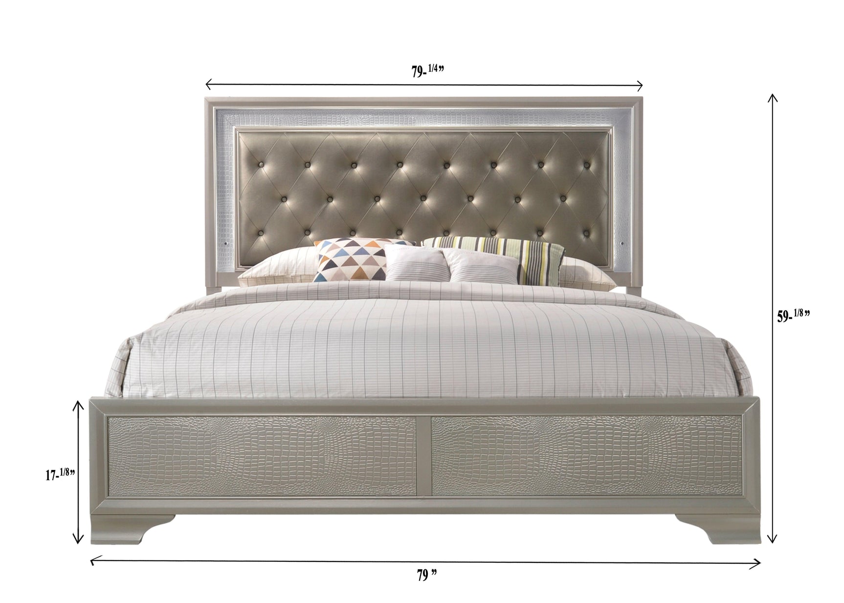 Bedroom view of King size Lyssa Champagne Bedroom Set