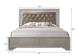 Lyssa Champagne King LED Faux Leather Tufted Upholstered Panel Bed