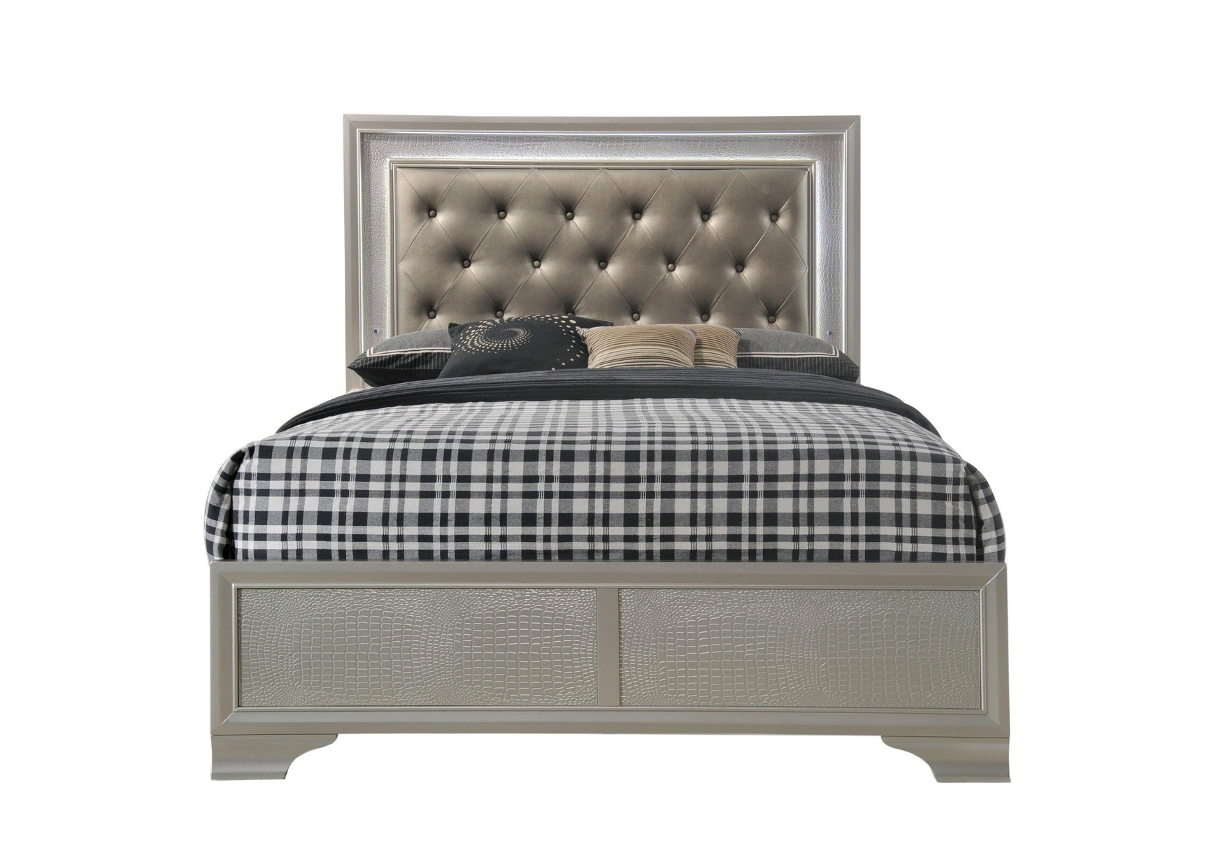 Side view of Queen size Lyssa Champagne bed