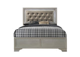 Lyssa Champagne King LED Faux Leather Tufted Upholstered Panel Bed