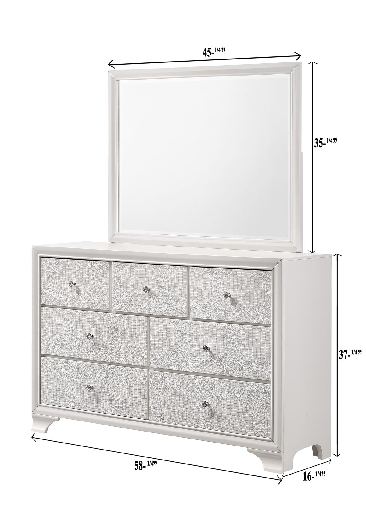 Lyssa dresser and mirror set in oat frost finish