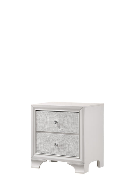 Lyssa nightstand in oat frost with center glide drawer