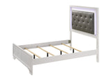 Lyssa Frost faux leather tufted twin panel bed with LED headboard lighting