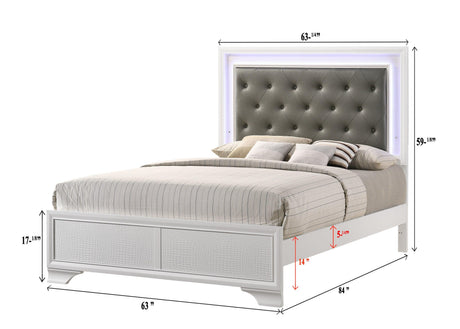 Lyssa Frost faux leather tufted twin panel bed with LED headboard lighting