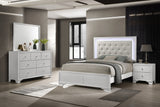 Lyssa Oat Frost LED Upholstered Tufted Panel Twin Bed