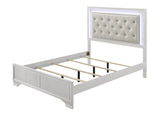 Lyssa Oat Frost LED Upholstered Tufted Panel Twin Bed