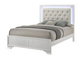 Lyssa Oat Frost LED Upholstered Tufted Panel Twin Bed