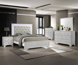 Lyssa Oat Frost LED Upholstered Tufted Panel Twin Bed