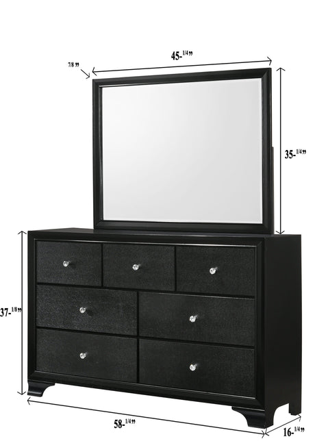 Micah Night Stand Black, drawer opened showing center glide mechanism