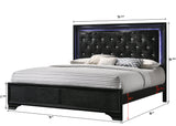 Micah Black Velvet Upholstered Tufted Twin Bed with LED Lighting