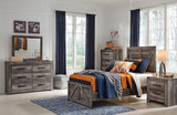Wynnlow collection finish swatches in gray rustic oak grain