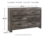 Dimension diagram of Wynnlow Gray Dresser