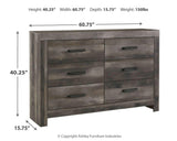 Wynnlow Gray Panel Bedroom Set dimension view