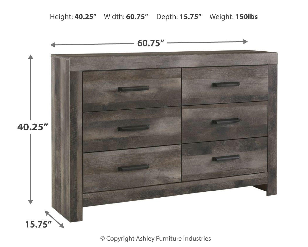 Wynnlow Gray Panel Bedroom Set dimension view