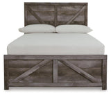 Wynnlow Gray Full Crossbuck Panel Bed head-on frontal view