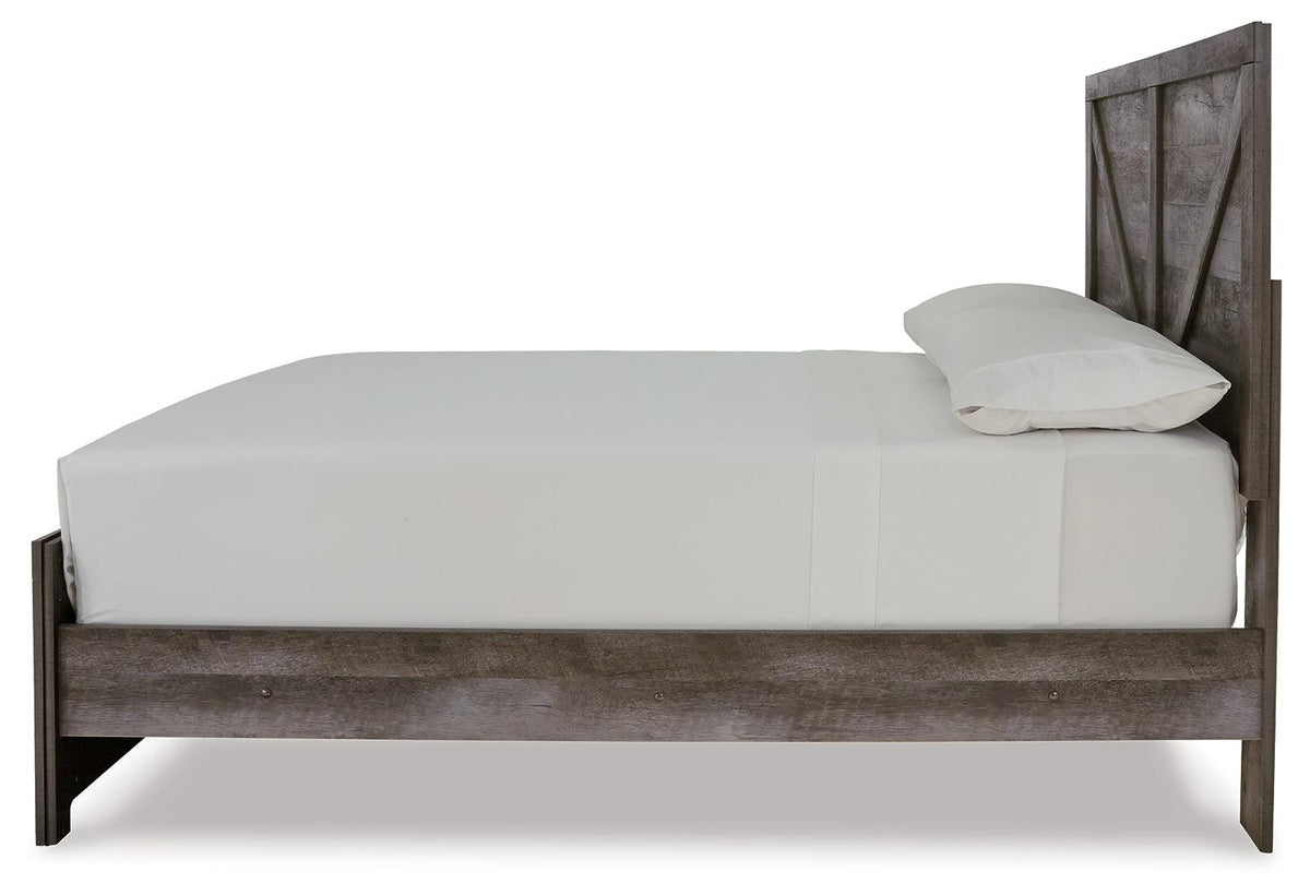 Wynnlow Gray Full Crossbuck Panel Bed side profile