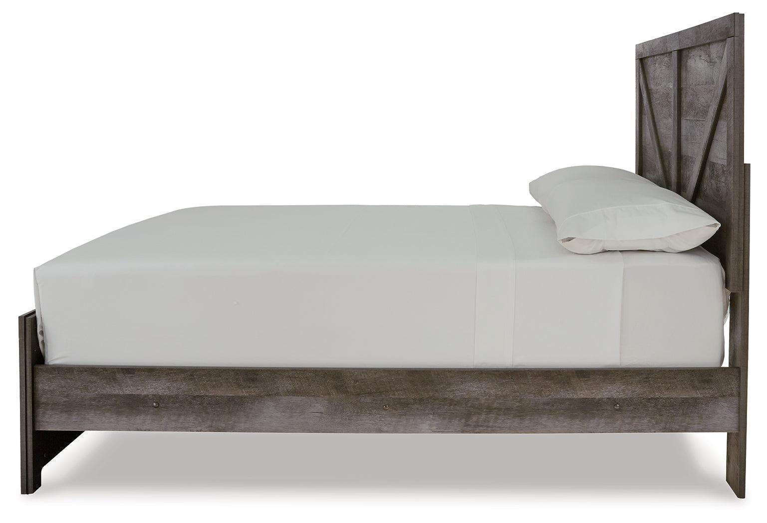 Wynnlow Gray Full Crossbuck Panel Bed side profile