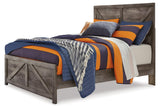 Wynnlow Gray Full Crossbuck Panel Bed close-up of headboard