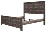 Wynnlow Gray King Crossbuck Panel Bed corner detail
