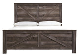 Wynnlow Gray King Crossbuck Panel Bed head-on view