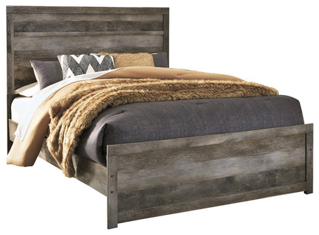 Side angle of Wynnlow Gray Queen Panel Bed