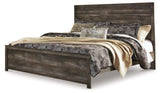 Close-up of gray planked oak grain finish on Wynnlow bed