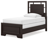 Covetown dark brown twin panel bed alternate side angle