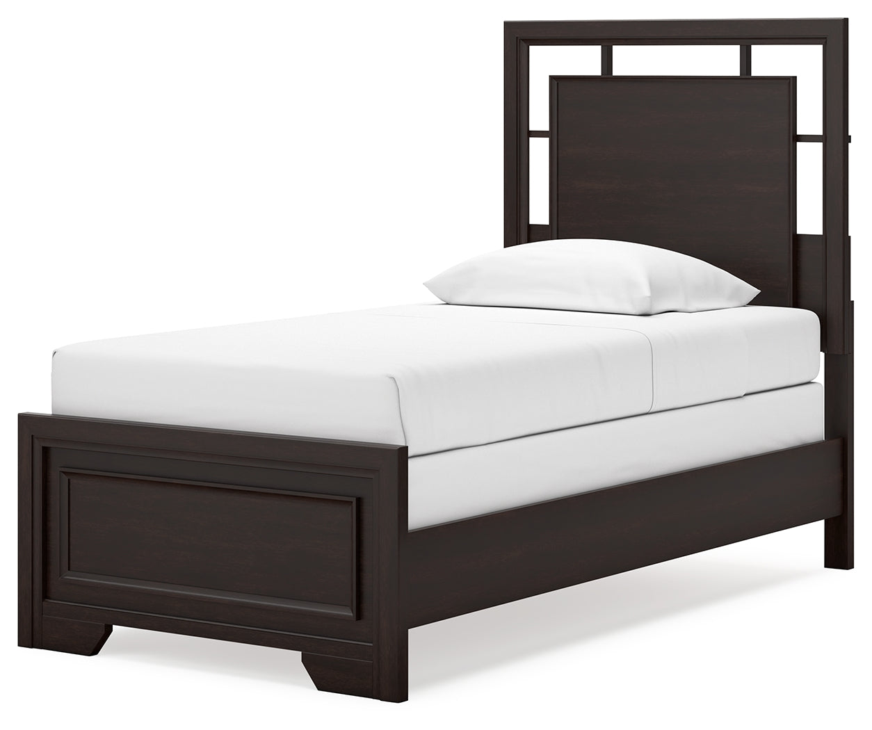 Covetown dark brown twin panel bed alternate side angle