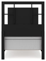 Covetown dark brown twin panel bed rear view