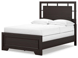Covetown dark brown panel bed footboard detail