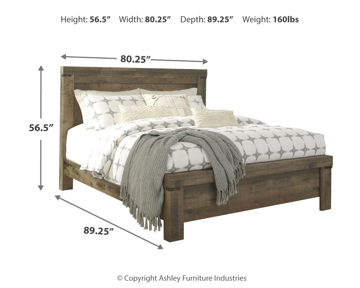 Trinell King Panel Bed dimension diagram