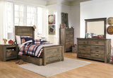 Trinell Brown Twin Panel Bed with Large Storage Drawer, front view
