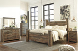 Detailed view of footboard drawers on Trinell Poster Bed