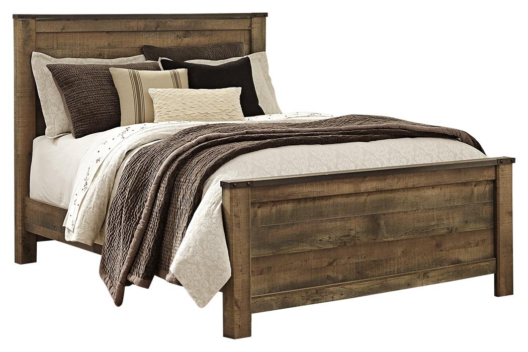 Trinell Brown Queen Panel Bed assembly parts view