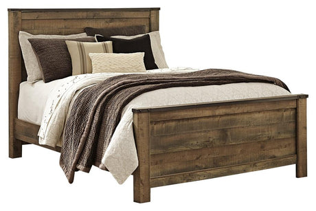 Trinell Brown Queen Panel Bed assembly parts view
