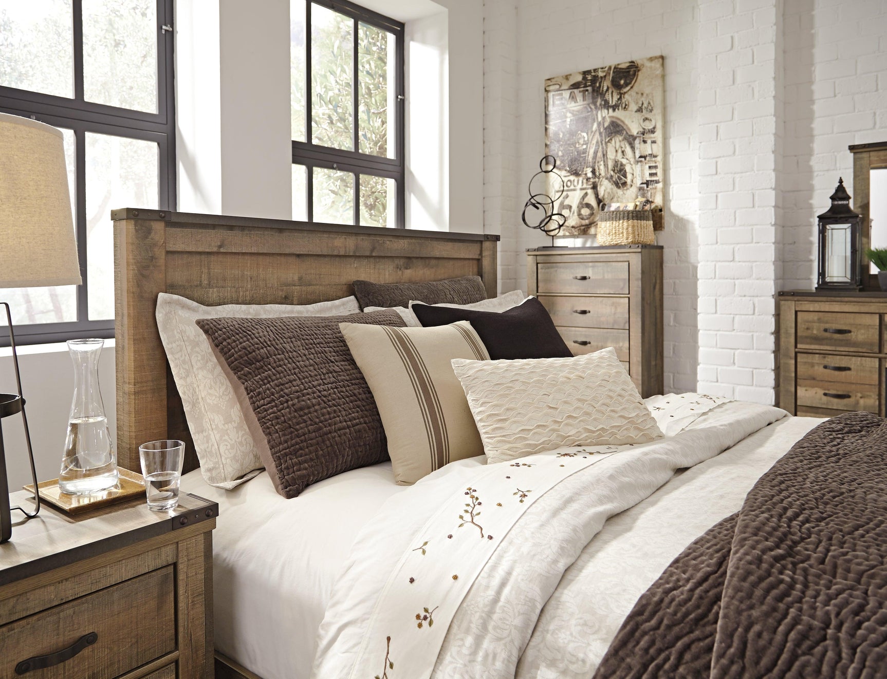 Trinell Brown Queen Panel Bed lifestyle setting