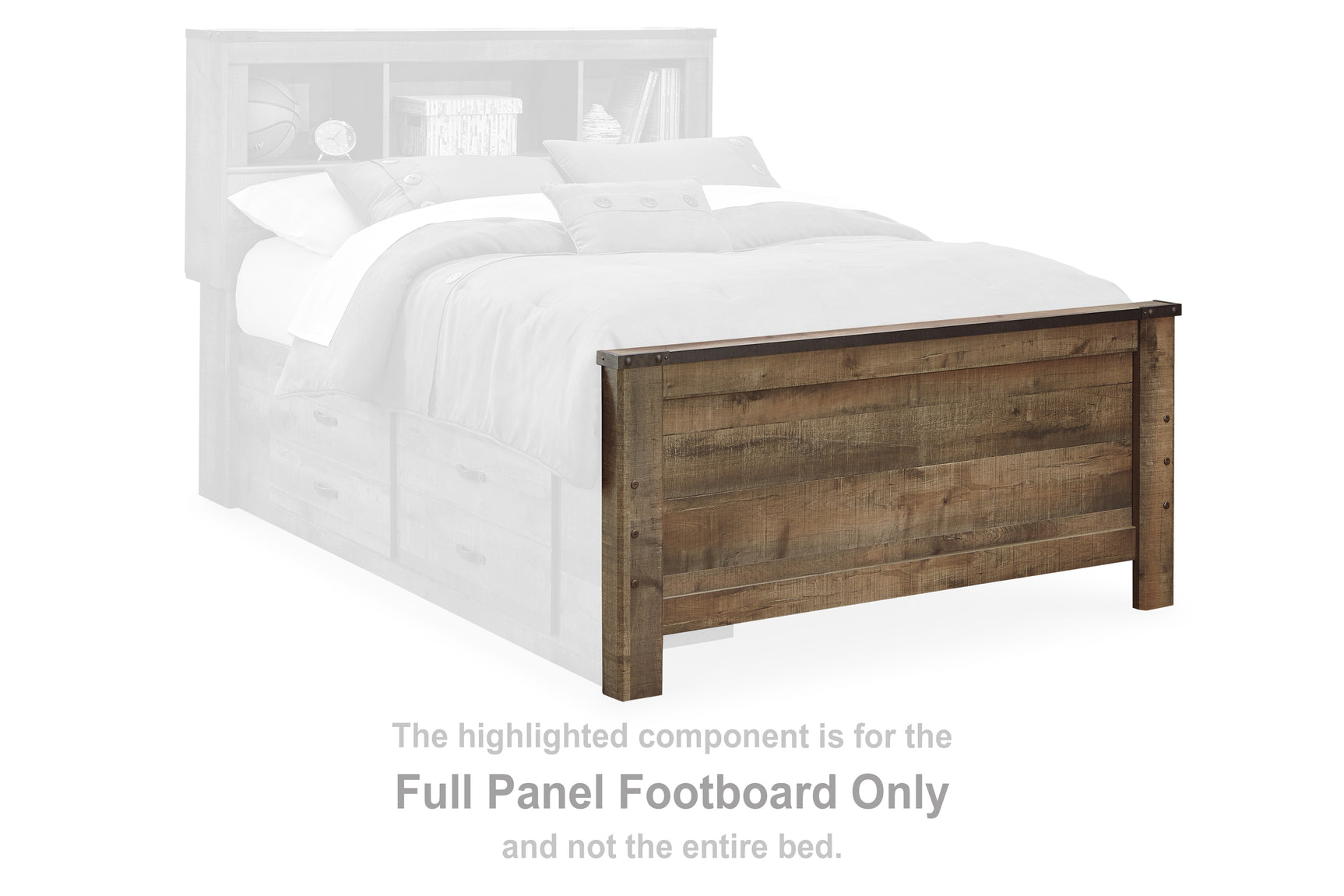 Close-up of shelving detail on Trinell Bookcase Bed headboard