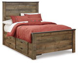 Trinell Bed showing bookcase headboard and storage drawers