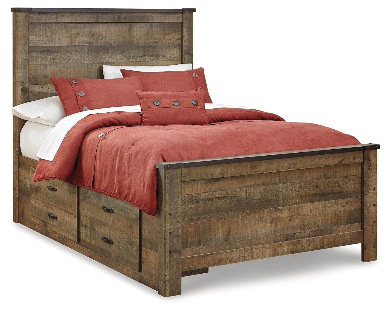 Trinell Bed showing bookcase headboard and storage drawers