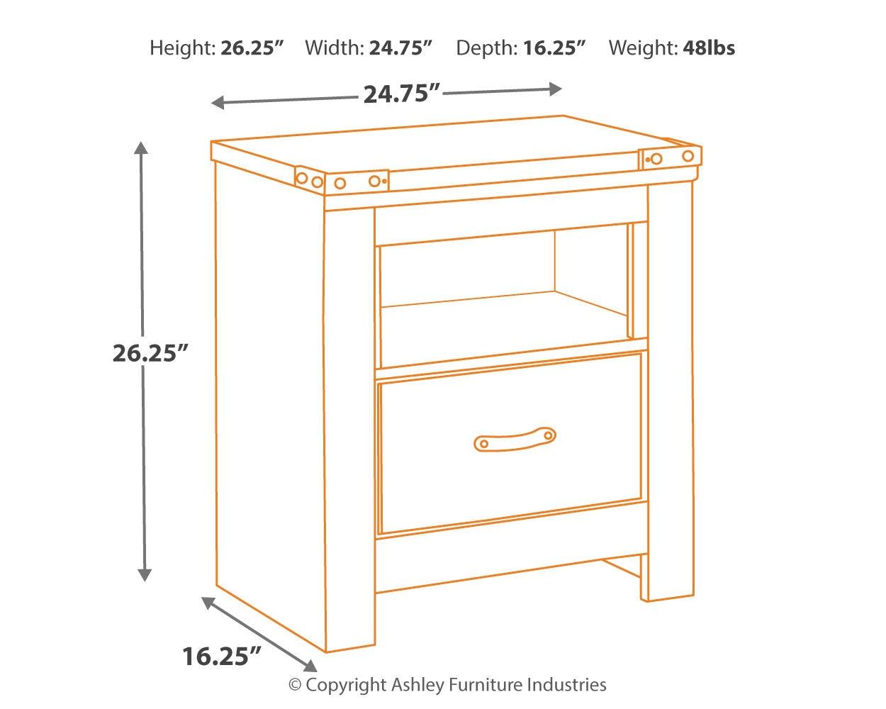 Trinell Nightstand dimensions diagram