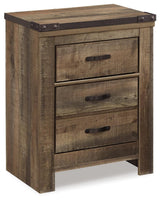 Trinell Nightstand side angle highlighting nailhead trim