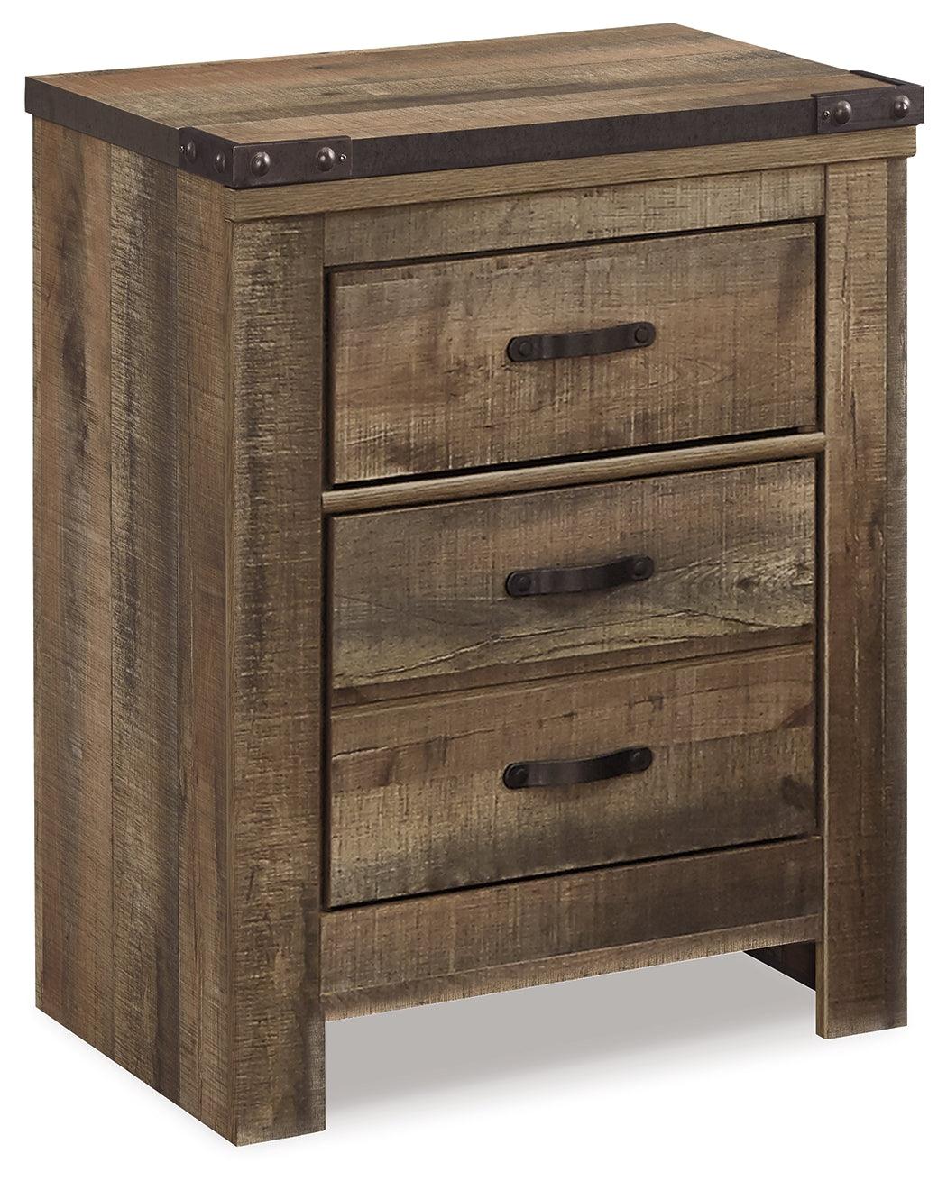 Trinell Nightstand side angle highlighting nailhead trim