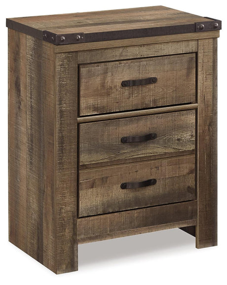 Trinell Nightstand side angle highlighting nailhead trim