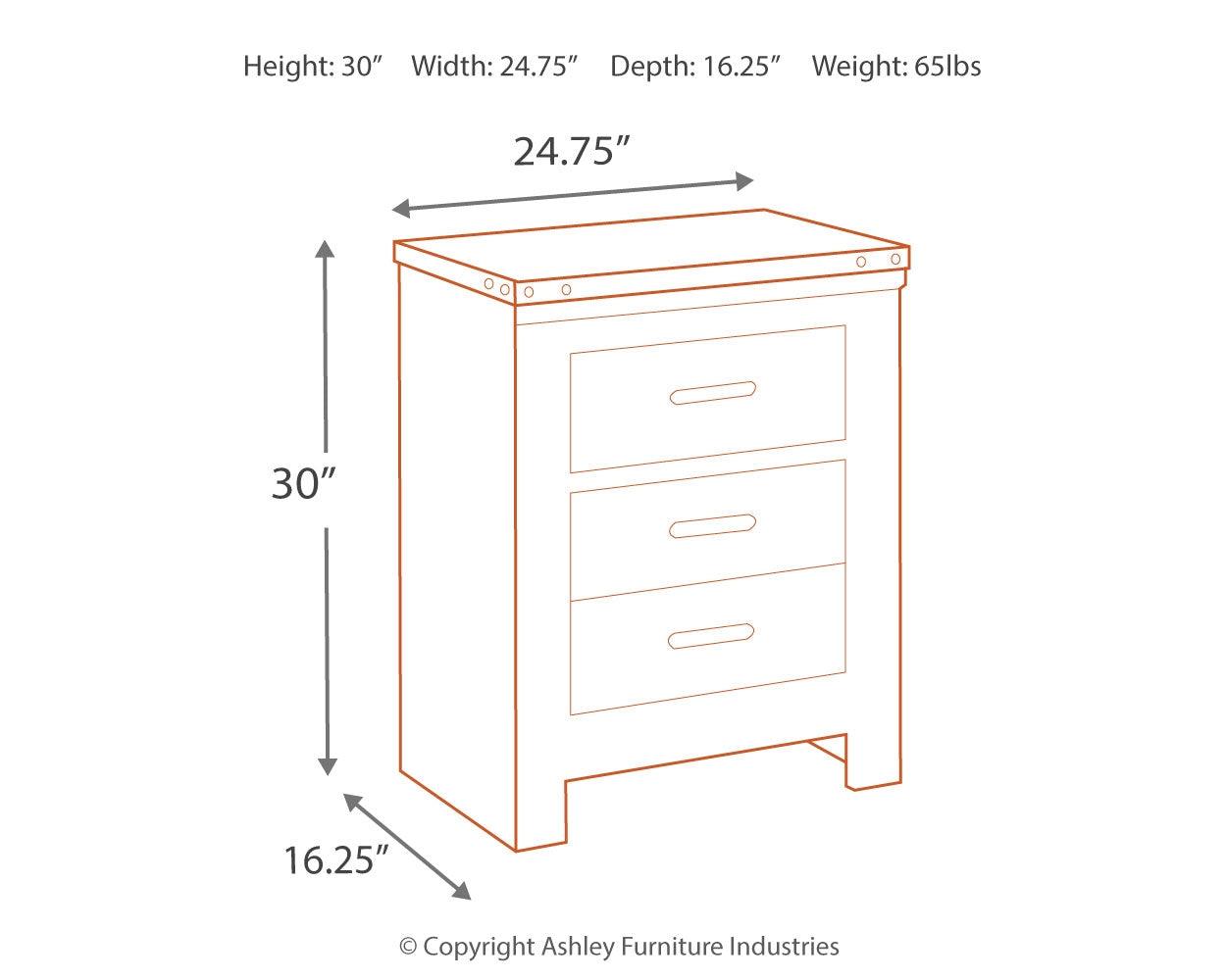 Trinell Nightstand dimension diagram with measurements