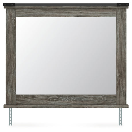 Frandern Bedroom Mirror front view showing gray replicated oak grain
